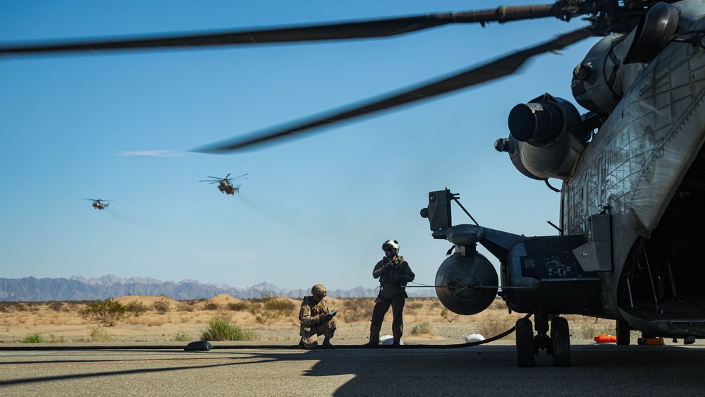 CH-53 helicopters provide air support