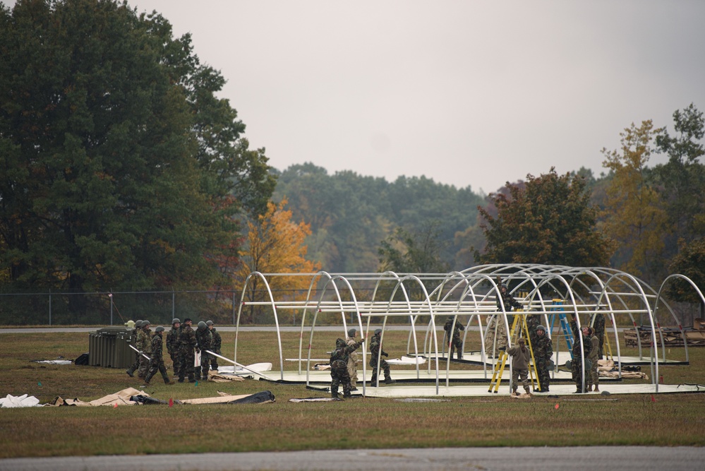 110th FFS assemble tents for readiness exercise