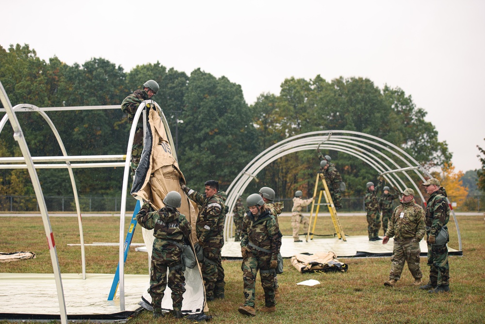 110th FFS assemble tents for readiness exercise