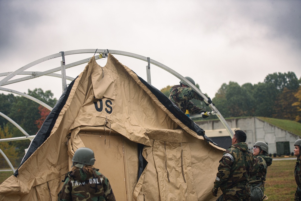 110th FFS assemble tents for readiness exercise