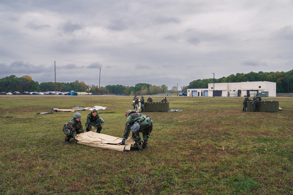 110th FFS assemble tents for readiness exercise