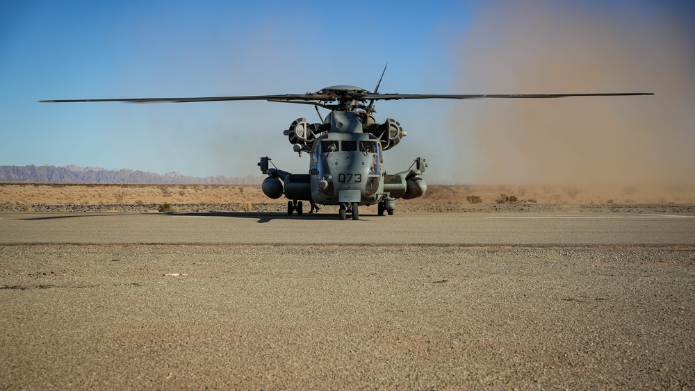 Helicopters perform an external lift