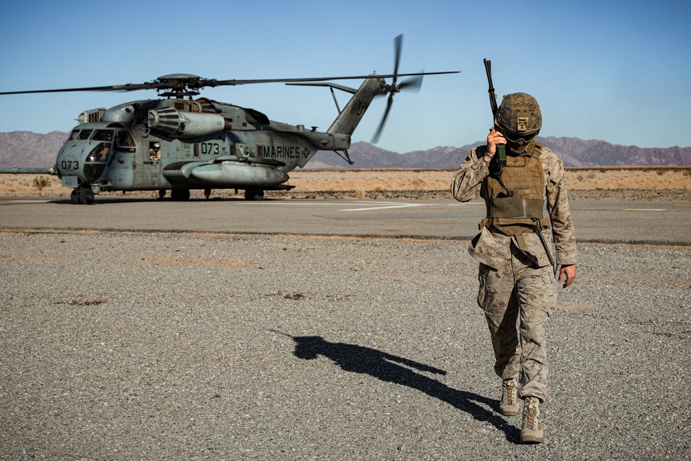 Helicopters perform an external lift