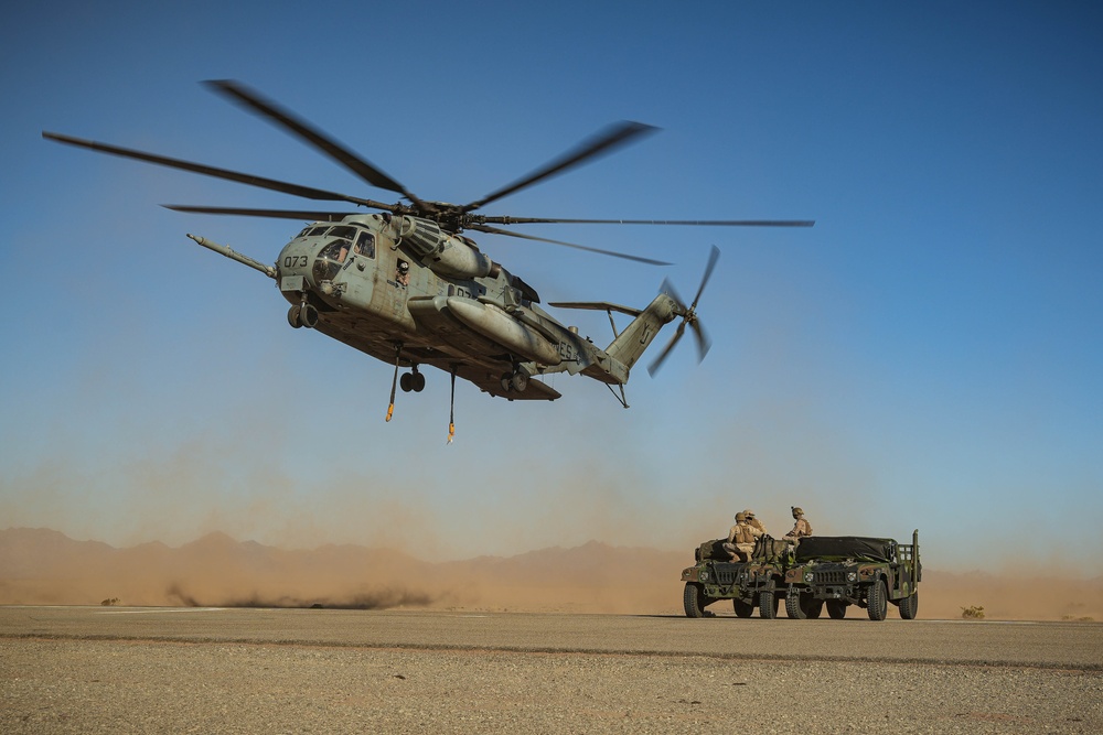 Helicopters perform an external lift