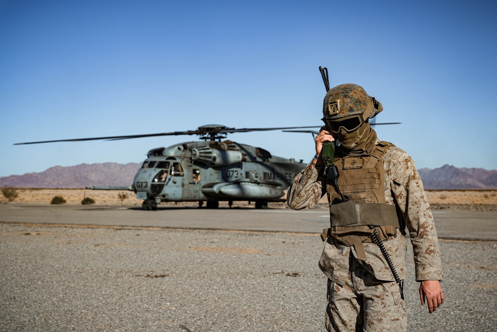 Helicopters perform an external lift