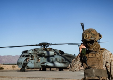 Helicopters perform an external lift