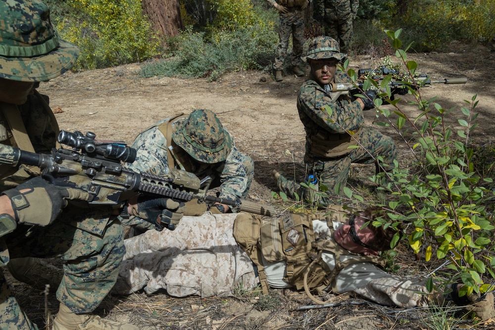 Marines with 1/7 conduct patrols at Big Bear recreational center in preparation for mountain warfare training