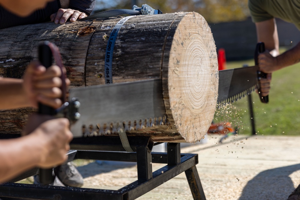 Marines of MARFORCOM participate in Camp Cogar Lumberjack Tournament