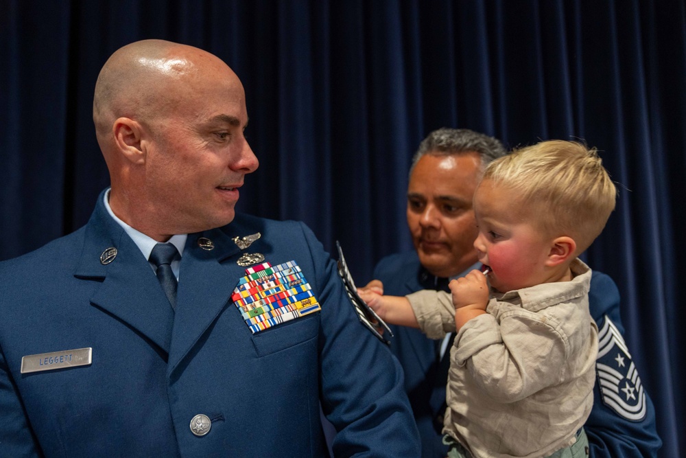 Senior Master Sgt. Joshua Leggett, a Flight Engineer in the 152nd Operations Group is promoted to the Air Force’s highest enlisted rank of chief master sergeant