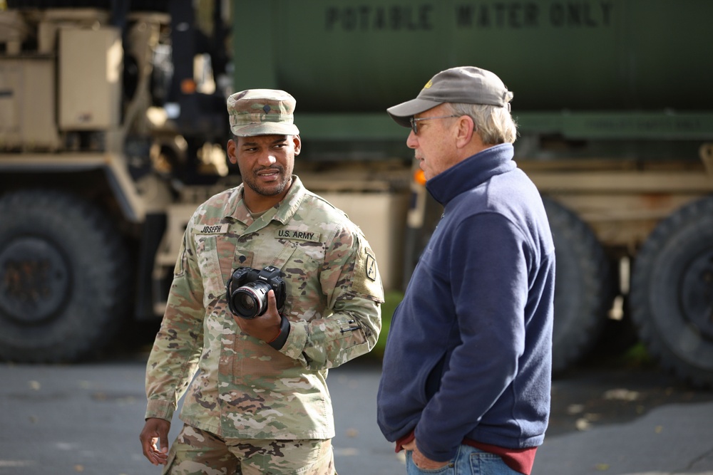 The 10th Mountain Division Sustainment Brigade helps distribute water to residents of Watertown, New York.