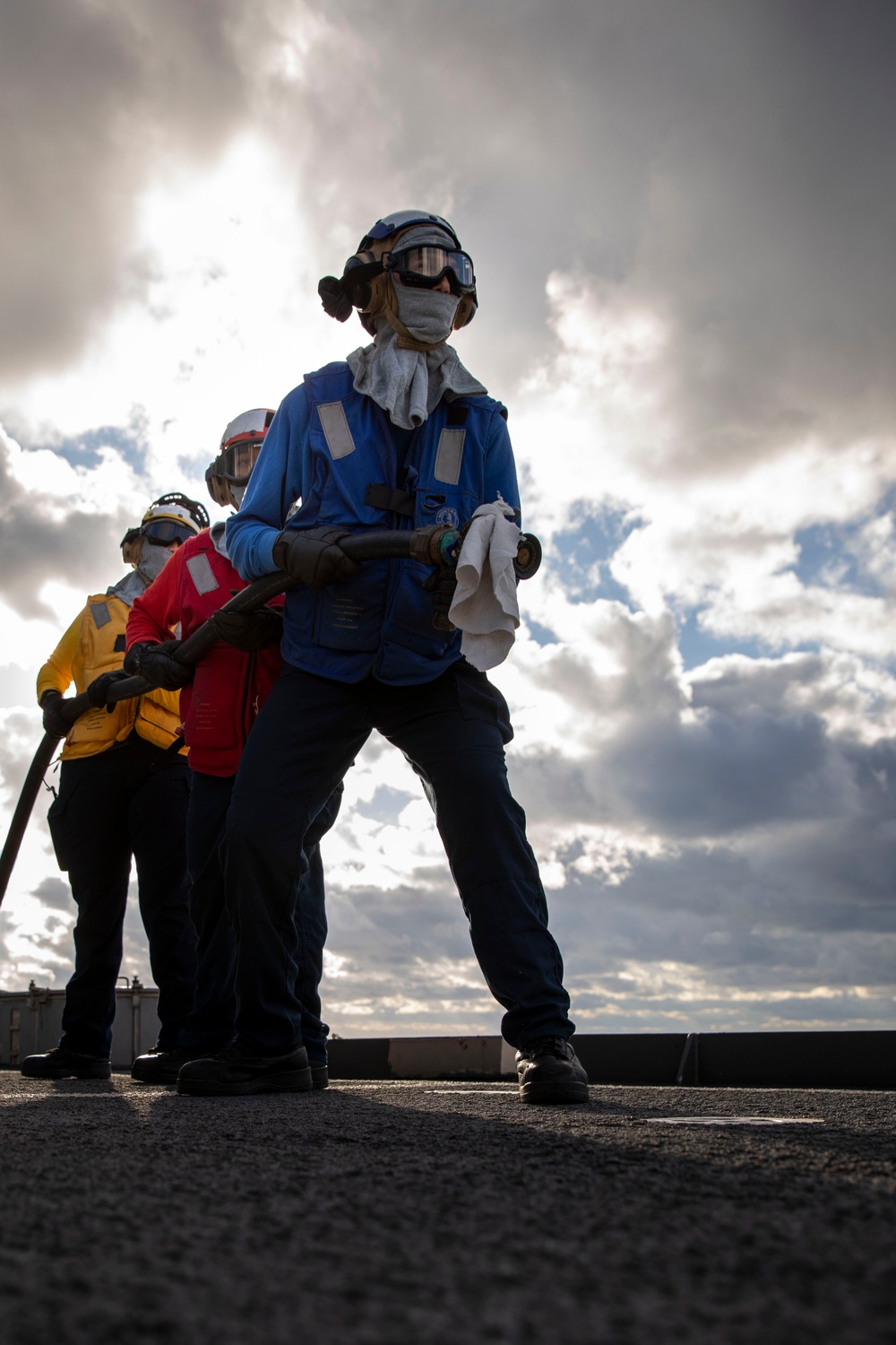 USS Philippine Sea Conducts Firefighting drill on the Flight Deck