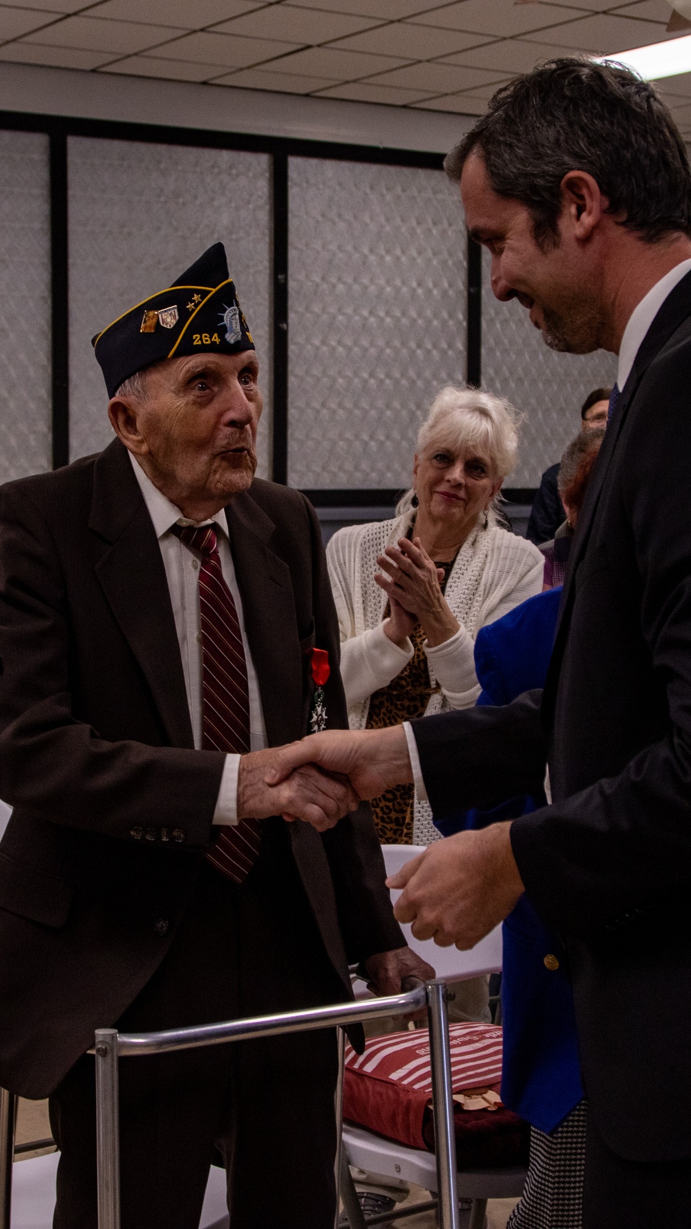 3rd Infantry Division WWII Veteran receives the insignia of Knight of the Legion of Honor