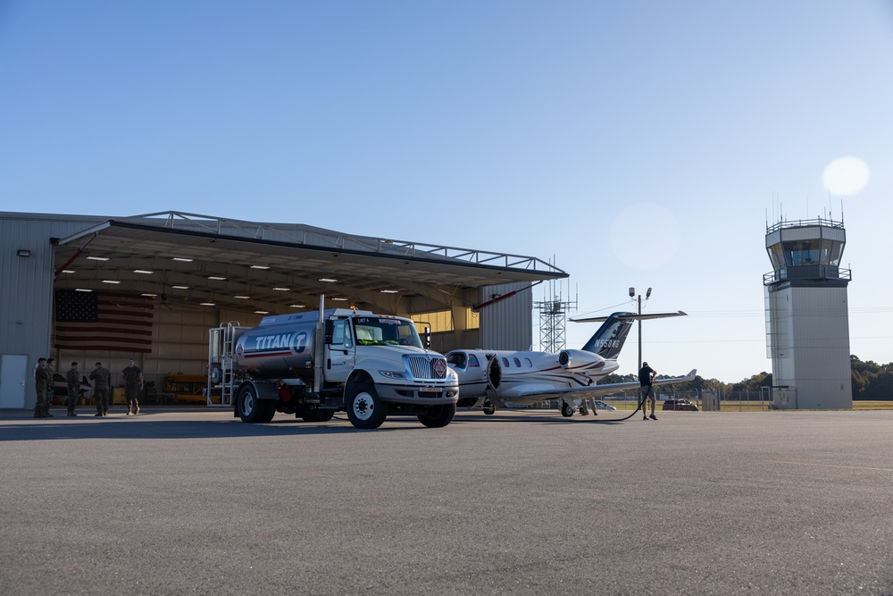 U.S. Marines with Marine Wing Support Squadron (MWSS) 271 train at Coastal Carolina Regional Airport