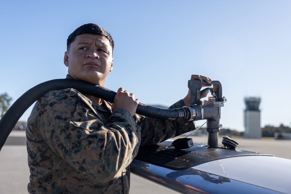 U.S. Marines with Marine Wing Support Squadron (MWSS) 271 train at Coastal Carolina Regional Airport