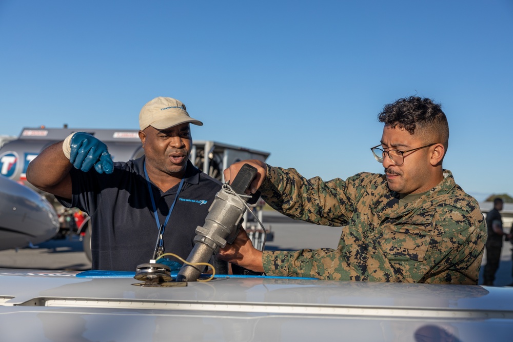 U.S. Marines with Marine Wing Support Squadron (MWSS) 271 train at Coastal Carolina Regional Airport