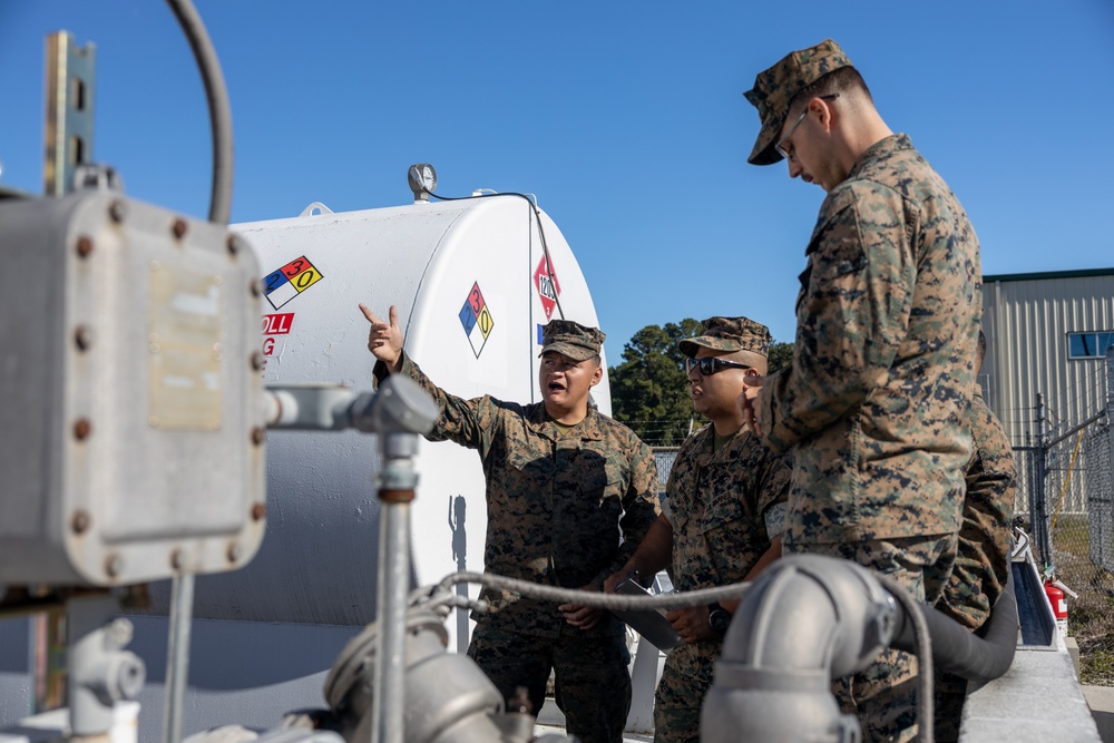 U.S. Marines with Marine Wing Support Squadron (MWSS) 271 train at Coastal Carolina Regional Airport