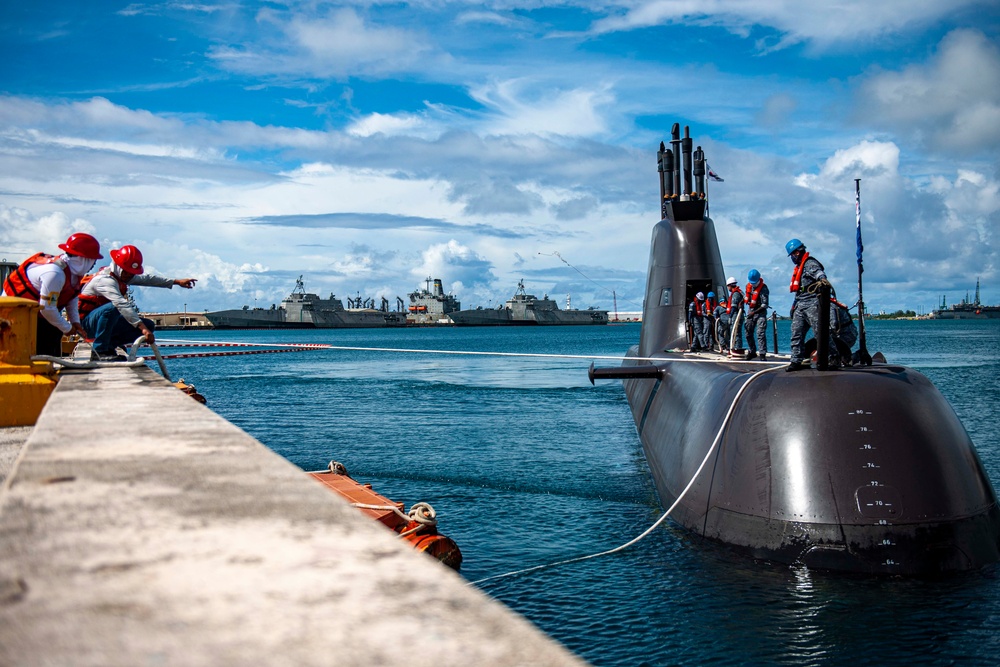 ROK Sonwonil-class submarine ROKS Jeong Ji (SS 073) arrives at U.S. Naval Base Guam for Silent Shark 2023