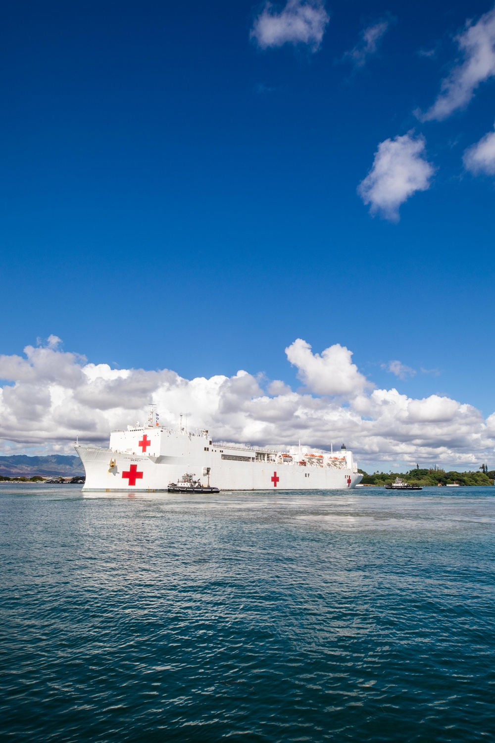 USNS Mercy Departs Pearl Harbor.