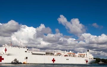 USNS Mercy Departs Pearl Harbor.