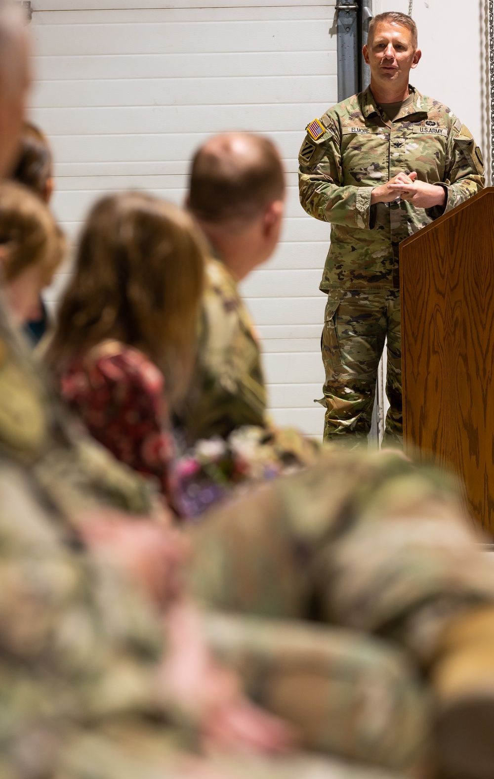 Col. Alex Elmore gives his final remarks