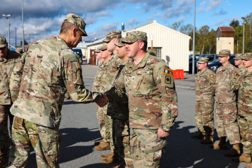 Daniel Hokanson, Chief of the National Guard Bureau, visits the 39th IBCT during their JMTG-U operations in Germany