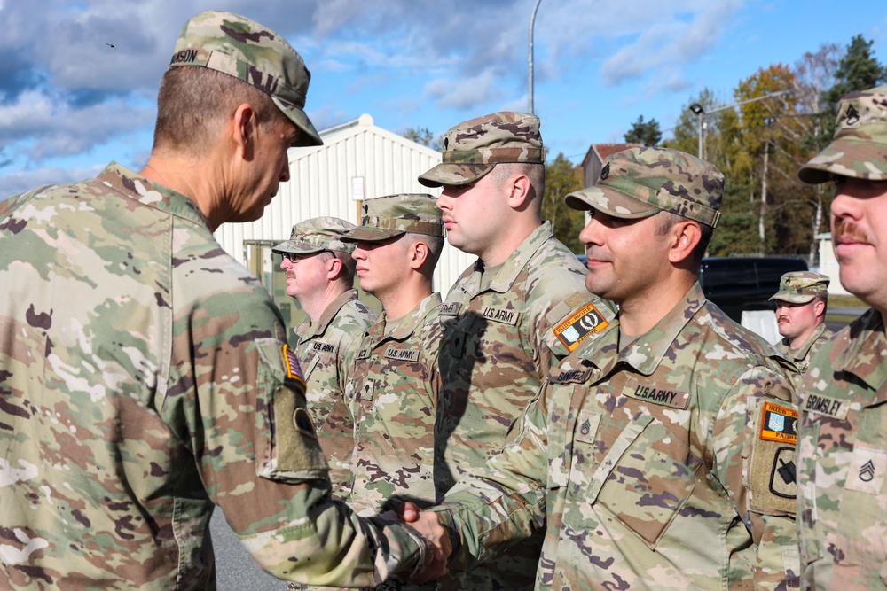 Daniel Hokanson, Chief of the National Guard Bureau, visits the 39th IBCT during their JMTG-U operations in Germany