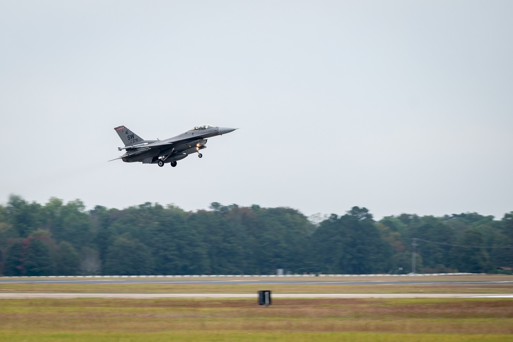 Tiger takeoff; 79th Fighter Squadron perform aerial training