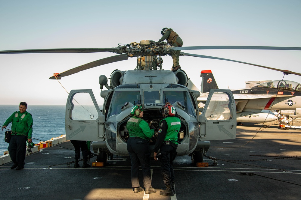 Abraham Lincoln Sailors conduct pre-flight check