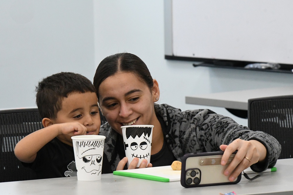 Making spooky snacks with Fort Drum’s Family Advocacy Program