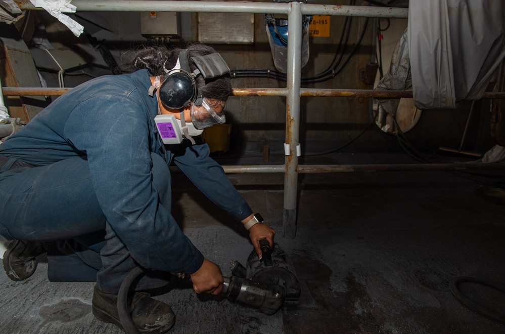 U.S. Navy Sailor Uses Deck Crawler