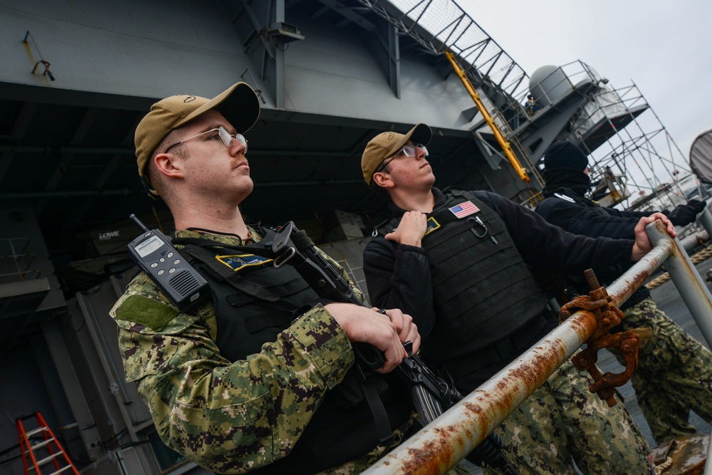 U.S. Navy Sailors Stand Watch