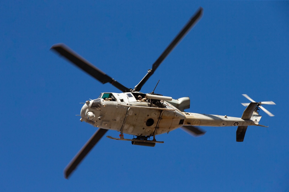 Marine helicopters participate in close air support