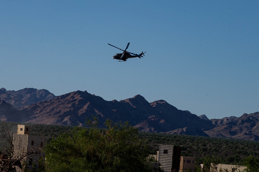 Marine helicopters participate in close air support