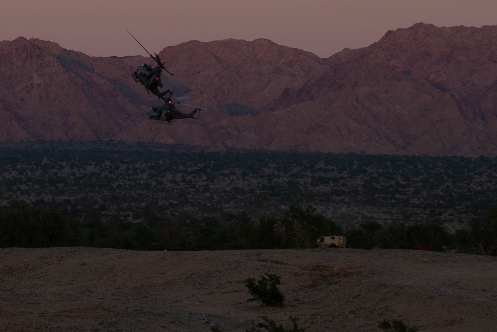 Marine helicopters participate in close air support