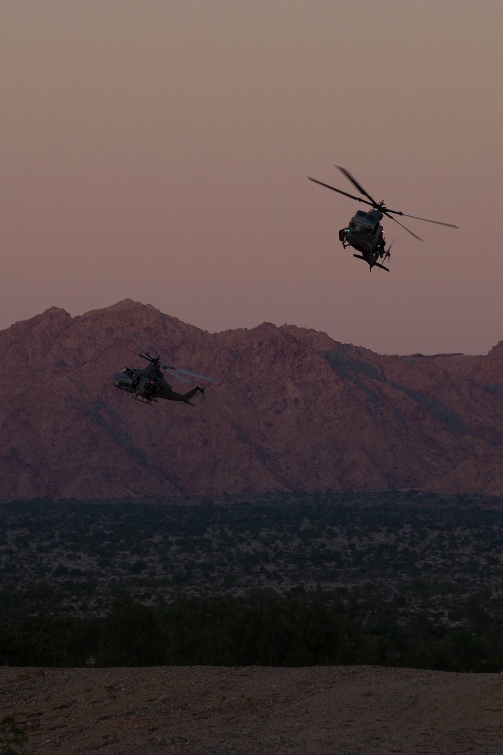 Marine helicopters participate in close air support