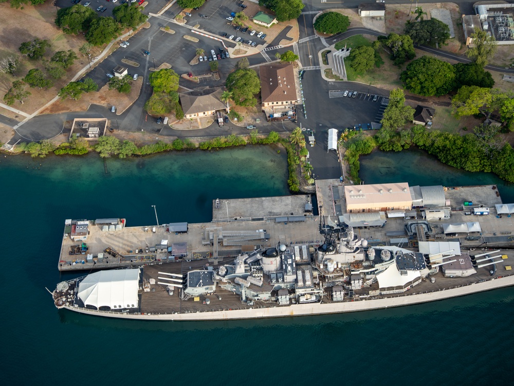 Aerial view of the Battleship Missouri Memorial