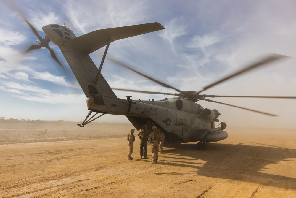 U.S. Marines set up a helicopter expeditionary fueling system