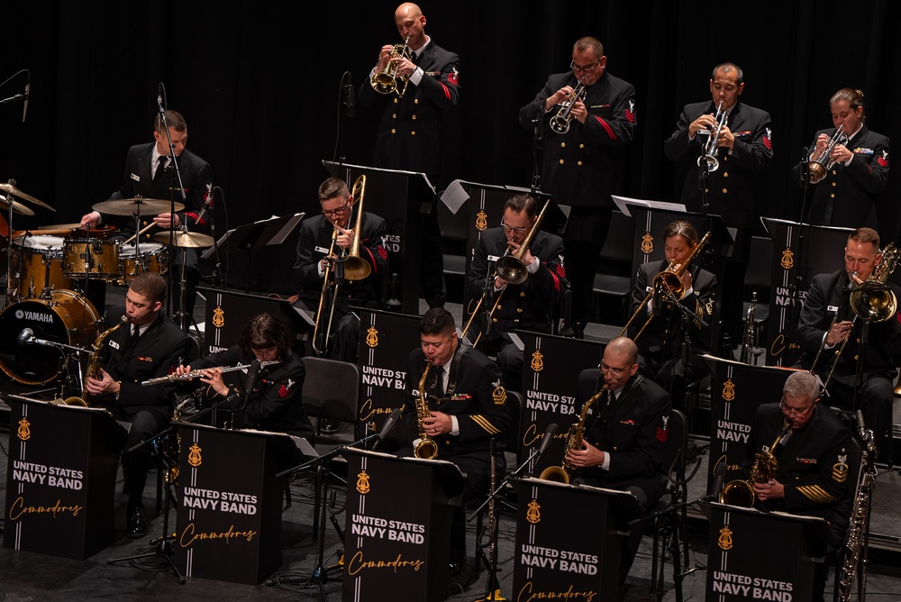 The US Navy Band Commodores perform at Troy University during the Commodores 2023 National Tour