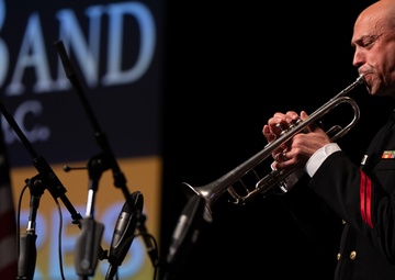 Chief Musician Jonathan Barnes performs a solo at Pace Assembly of God Church
