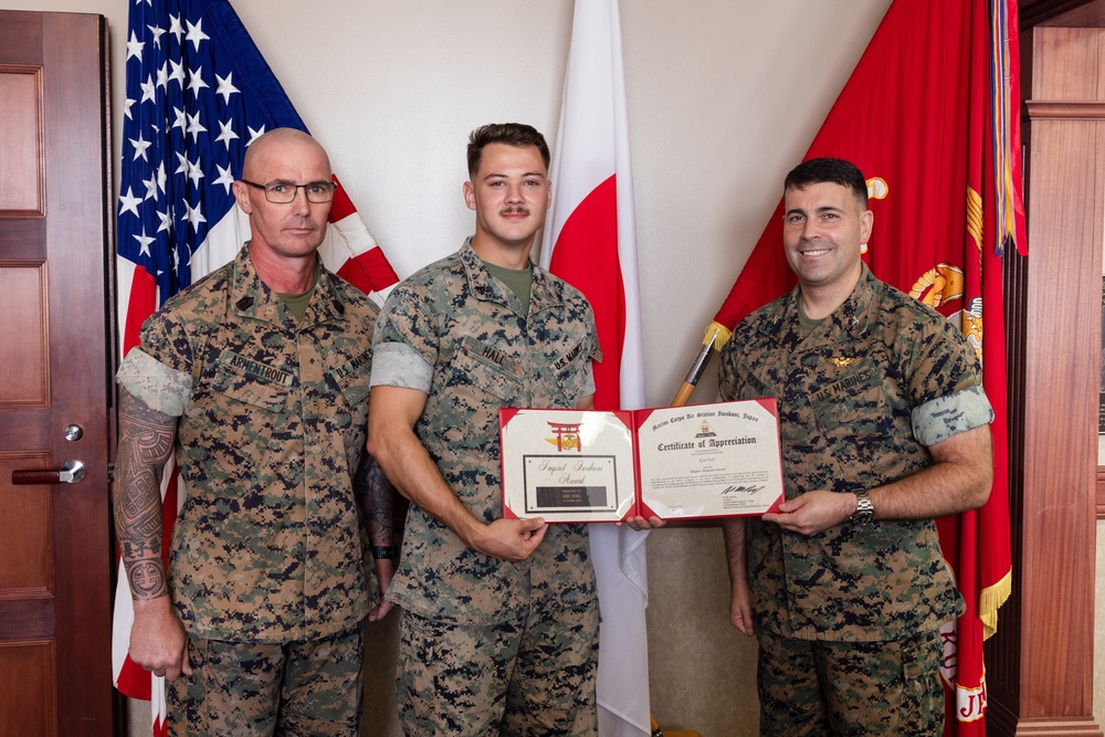 Marine Corps Air Station Iwakuni personnel receive Impact Iwakuni award