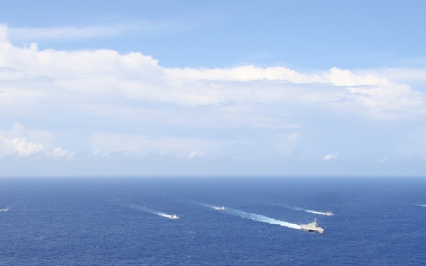 Unmanned Surface Vessels Steam with USS Oakland