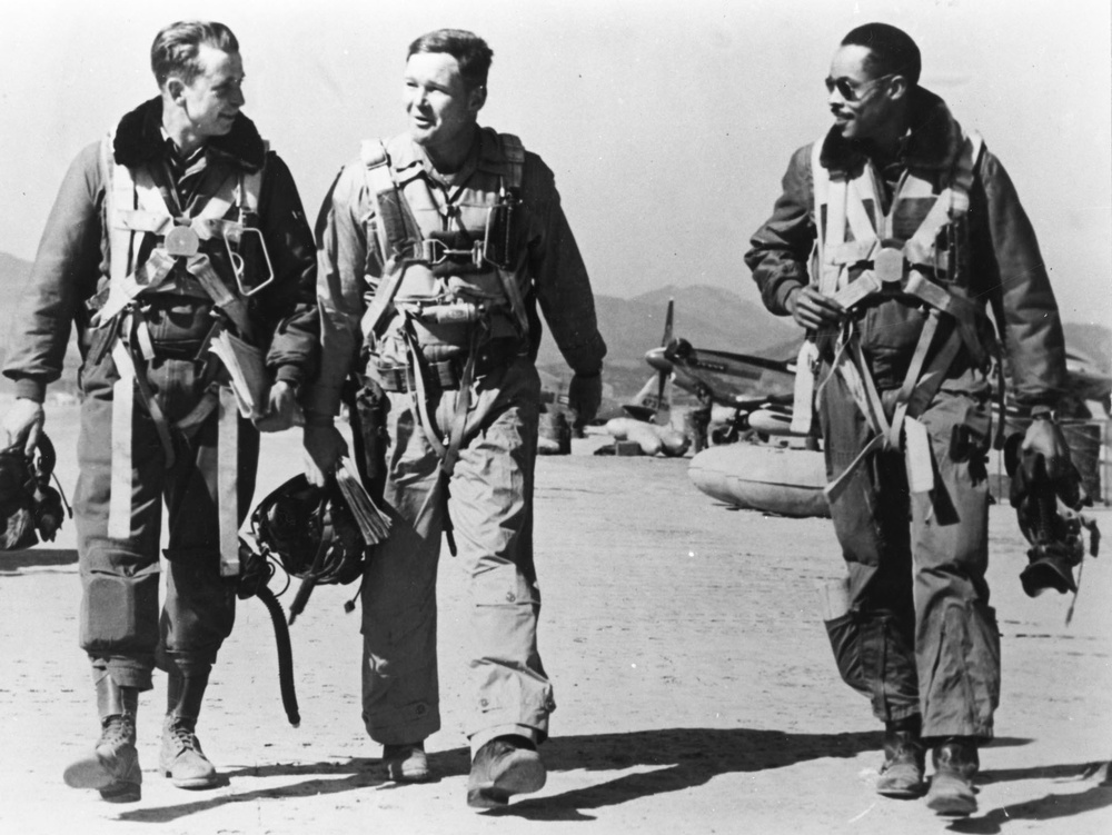 USAF pilots following air strike against Communist forces in Korea