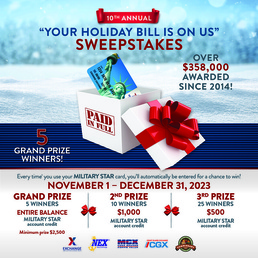 MILITARY STAR ‘Your Holiday Bill Is on Us’ Sweepstakes Back for 10th Year