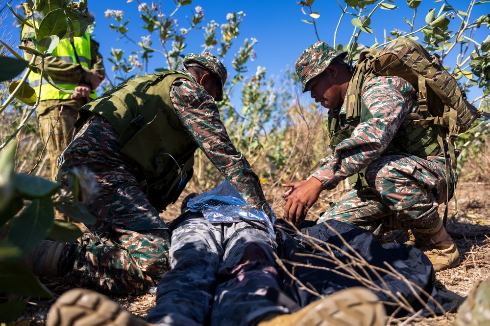 MRF-D engineers, ADF Soldiers, and Timor-Leste Defense Force Soldiers participate in the culminating event of Hari’i Hamutuk 23