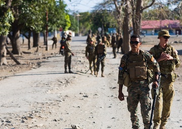 MRF-D engineers, ADF Soldiers, and Timor-Leste Defense Force Soldiers participate in the culminating event of Hari’i Hamutuk 23
