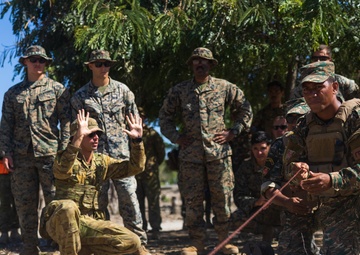 MRF-D engineers, ADF Soldiers, and Timor-Leste Defense Force Soldiers participate in the culminating event of Hari’i Hamutuk 23
