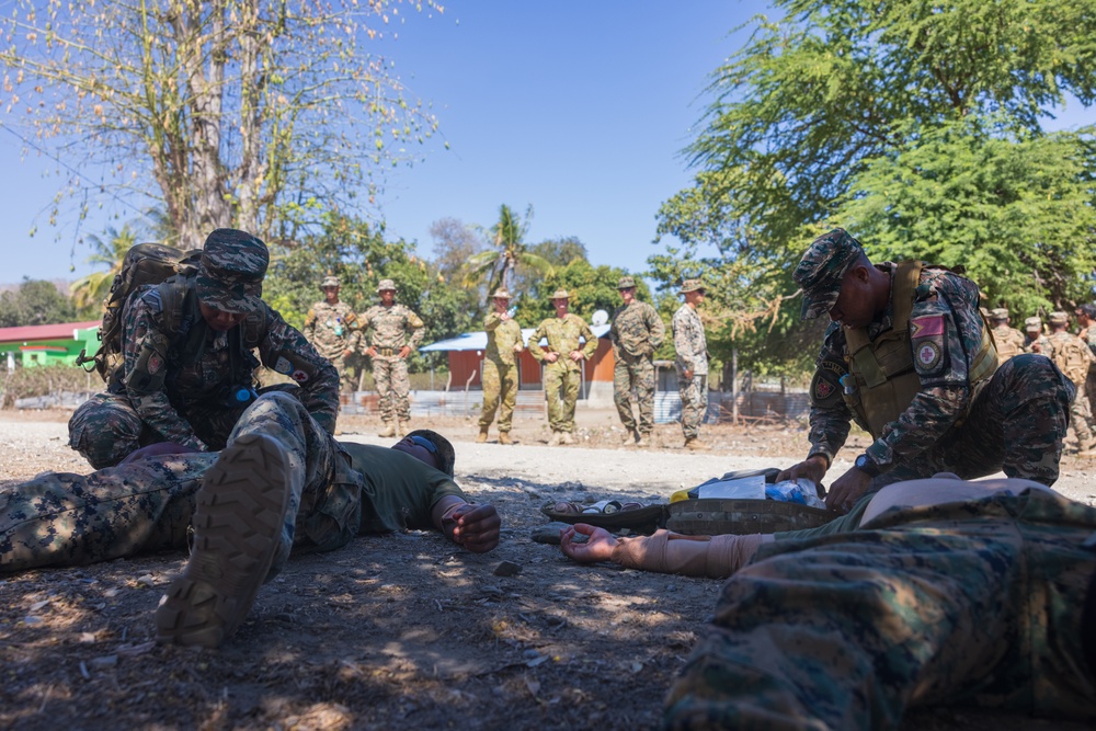 MRF-D engineers, ADF Soldiers, and Timor-Leste Defense Force Soldiers participate in the culminating event of Hari’i Hamutuk 23