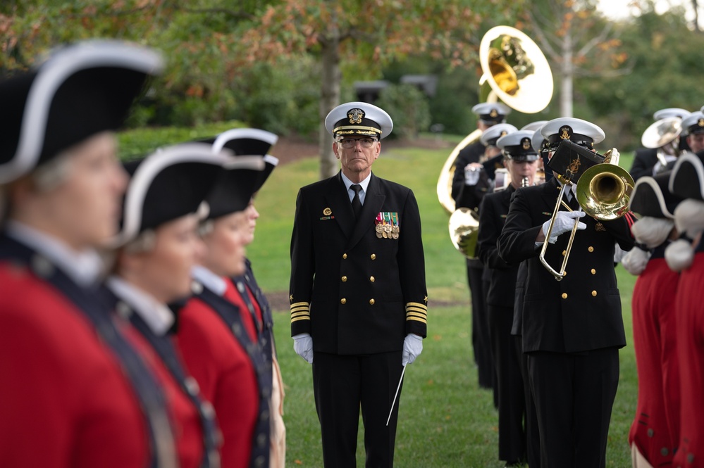 U.S. Navy Ceremonial Band rehearses for a full force arrival demonstration at the White House