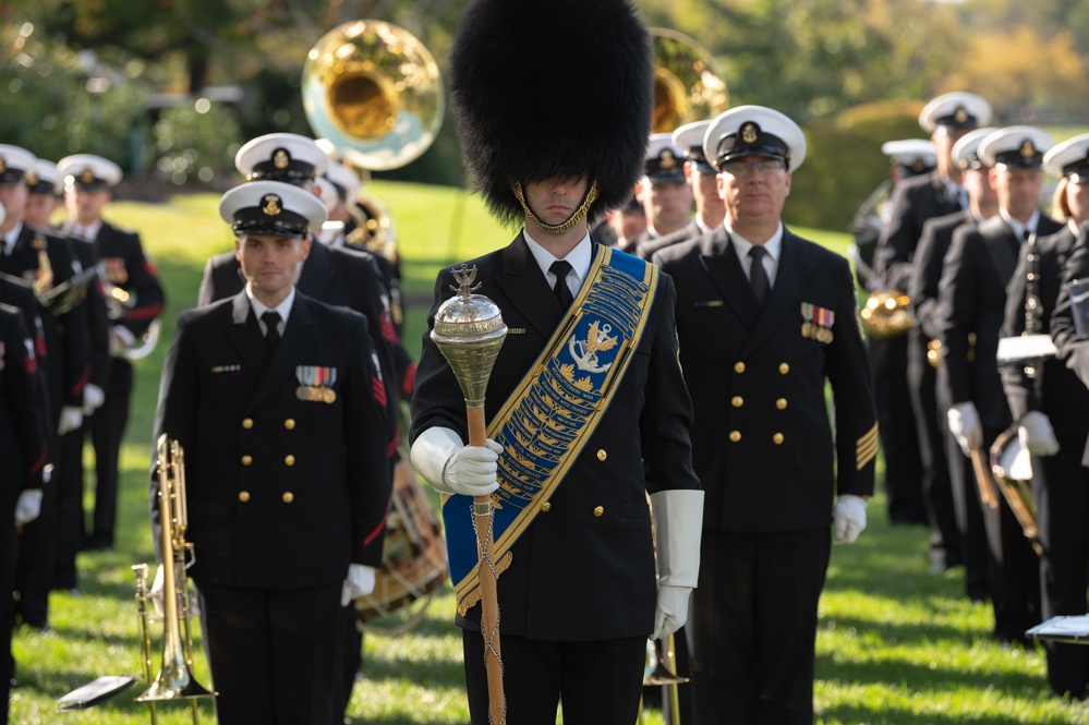 U.S. Navy Ceremonial Band rehearses for a full force arrival demonstration at the White House