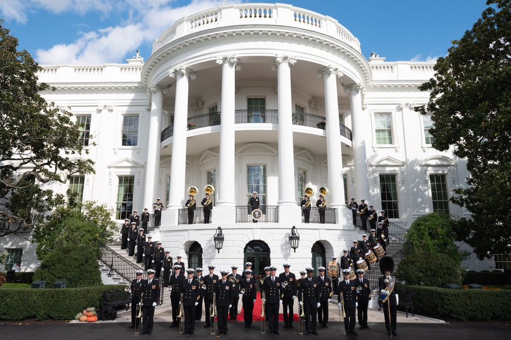 U.S. Navy Ceremonial Band rehearses for a full force arrival demonstration at the White House